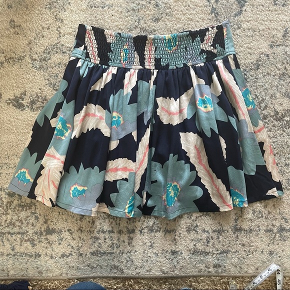 Free People | Floral Mini Skirt Lined Women’s Size Medium M Blue Teal Tropical - Picture 7 of 8